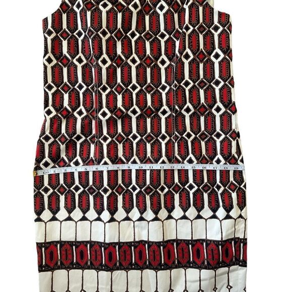 Talbots Red, Black & White Abstract Geometric Print Sleeveless Dress Size 8 - Picture 5 of 8